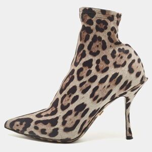 Dolce & Gabbana leopard-print stretch fabric ankle boots Size 38 7.5
